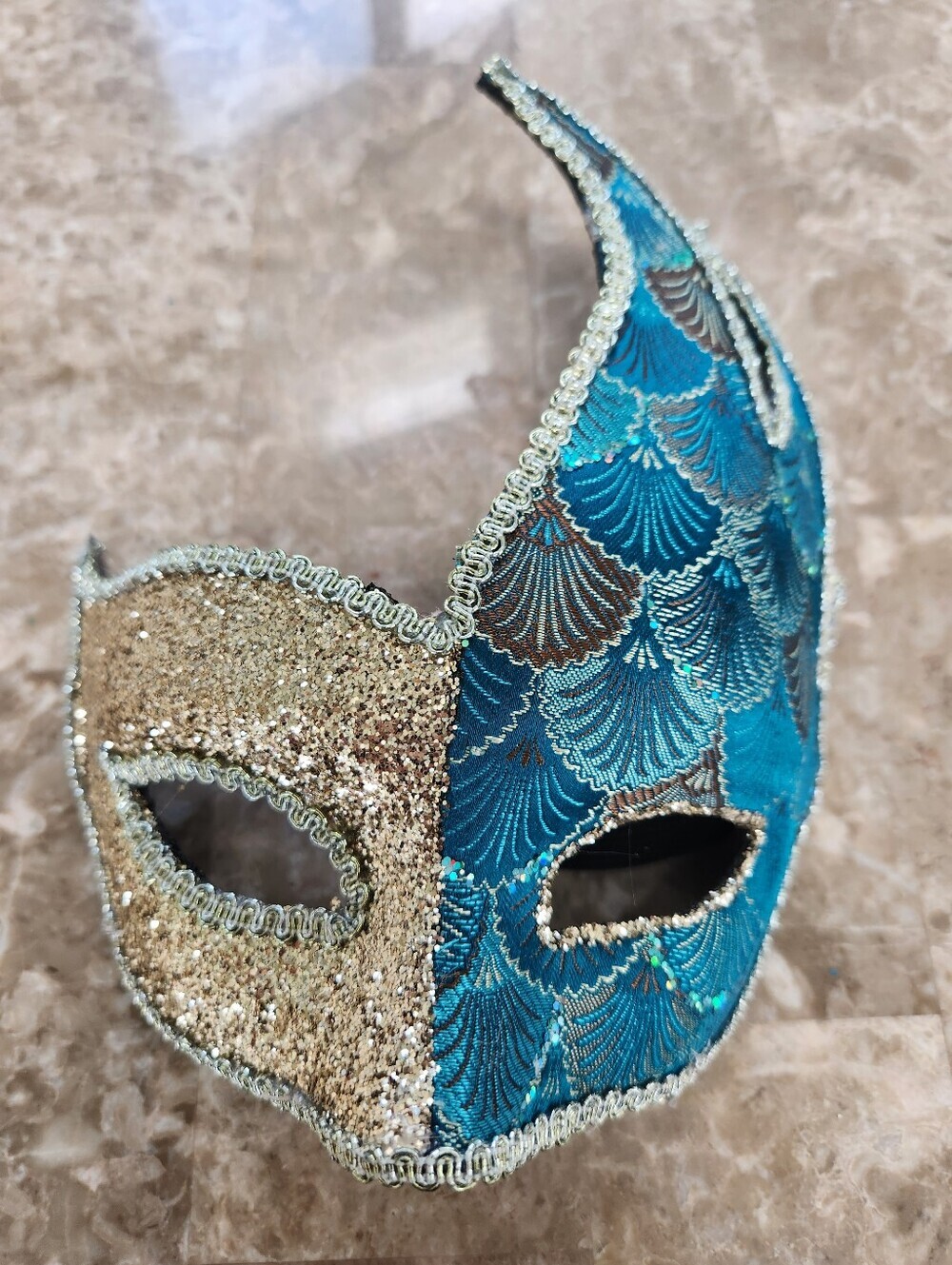 Elegant Blue and Gold Masquerade Mask